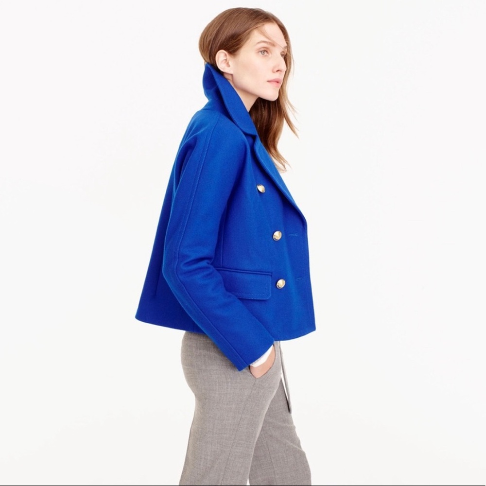J Crew Cropped Double Breasted Peacoat Regal Blue